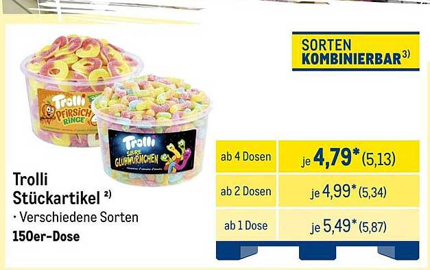 Trolli Süßwaren – Verschiedene Sorten in 150er-Dosen