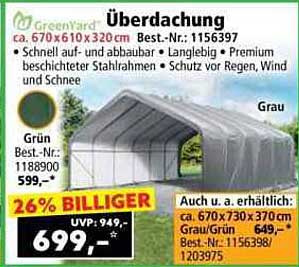 Überdachung von GreenYard - Jetzt 26% günstiger!