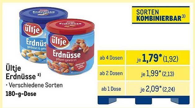 Ültje Erdnüsse – verschiedene Sorten in 180-g-Dose
