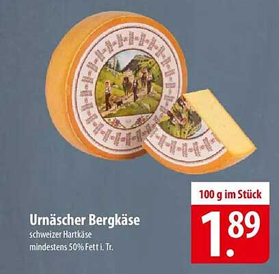 Urnäscher Bergkäse - Schweizer Hartkäse mindestens 50% Fett i. Tr.