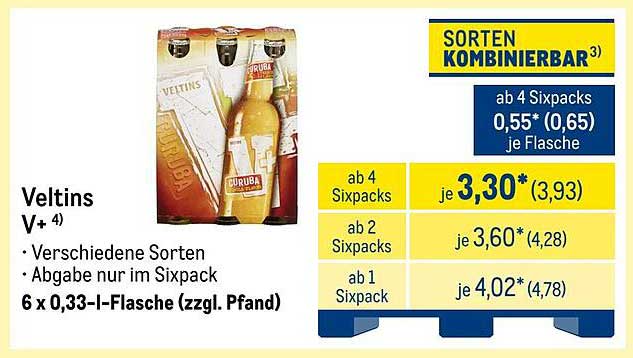 Veltins Bier 6 x 0,33 l - Verschiedene Sorten im Sixpack