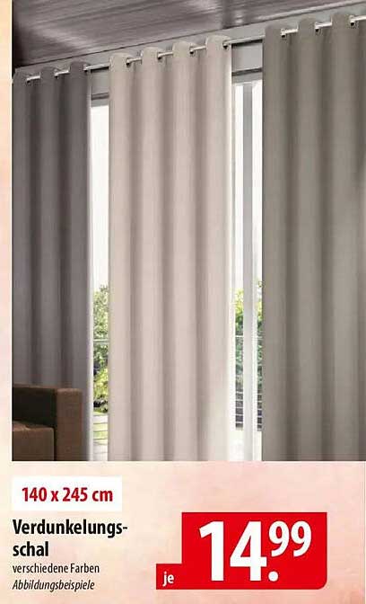 Verdunkelungsschal 140 x 245 cm in verschiedenen Farben