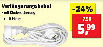 Verlängerungskabel mit Kindersicherung - 5 Meter