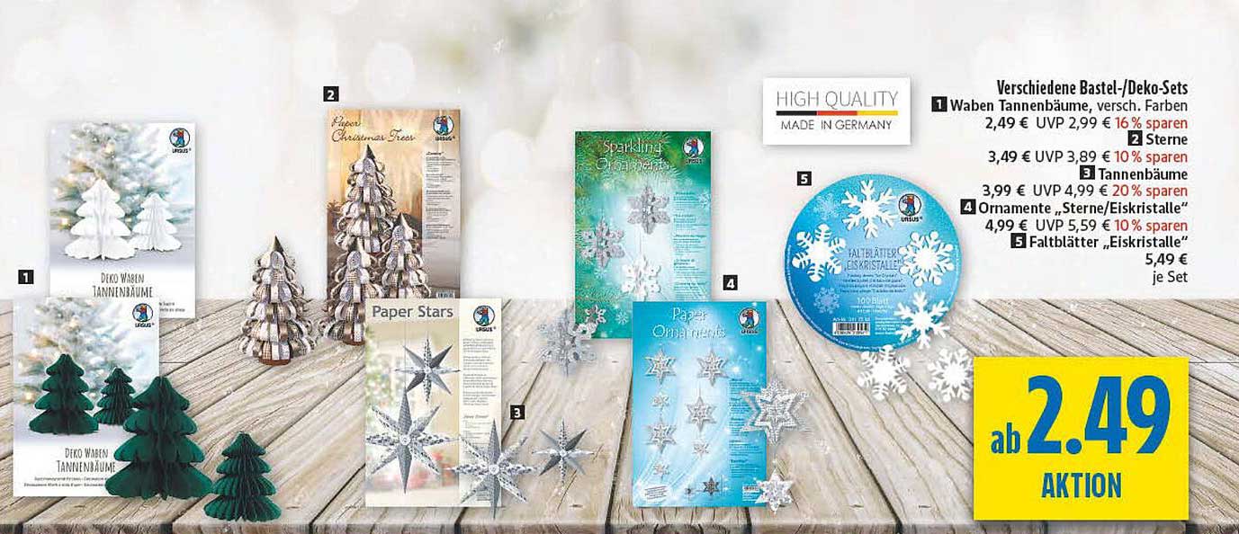 Verschiedene Bastel-/Deko-Sets Waben Tannenbäume, versch. Farben