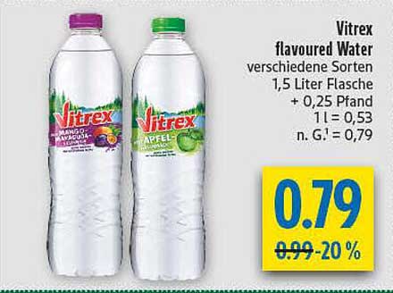 Vitrex flavoured Water verschiedene Sorten 1,5 Liter Flasche