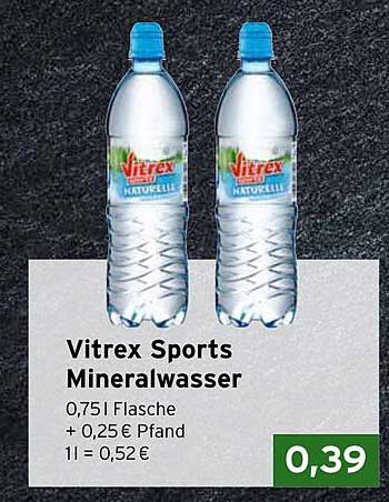 Vitrex Sports Mineralwasser 0,75 l Flasche