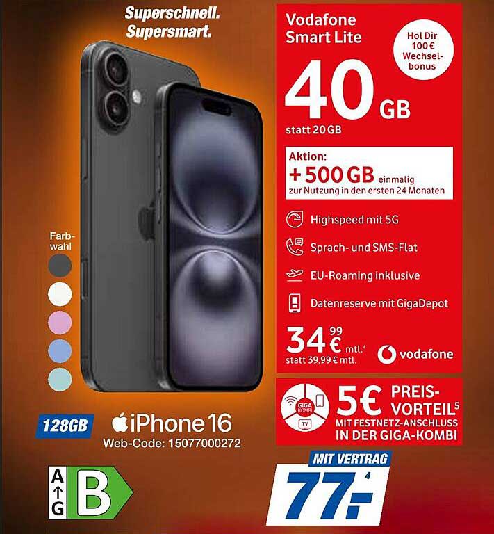 Vodafone Smart Lite - 40 GB Highspeed mit 5G