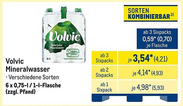 Volvic Mineralwasser - 6 x 0,75 l / 1 l-Flasche (zzgl. Pfand)