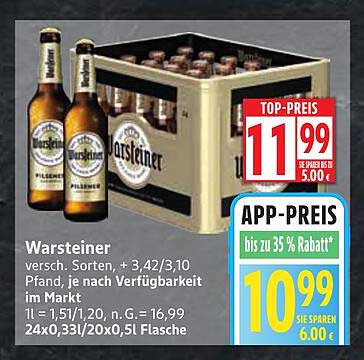 Warsteiner Pilsener - Kasten mit 24 Flaschen