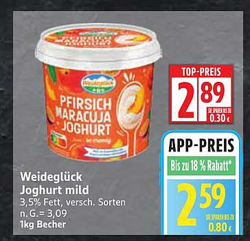 Weideglück Pfirsich Maracuja Joghurt 1kg Becher