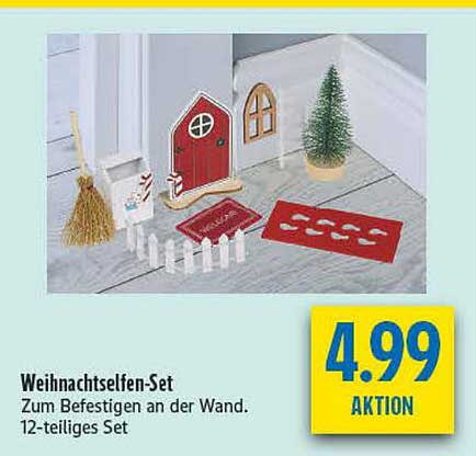 Weihnachtselfen-Set - 12-teiliges Set zum Befestigen an der Wand