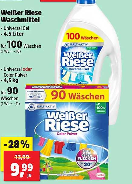 Weißer Riese Waschmittel - Universal Gel und Color Pulver