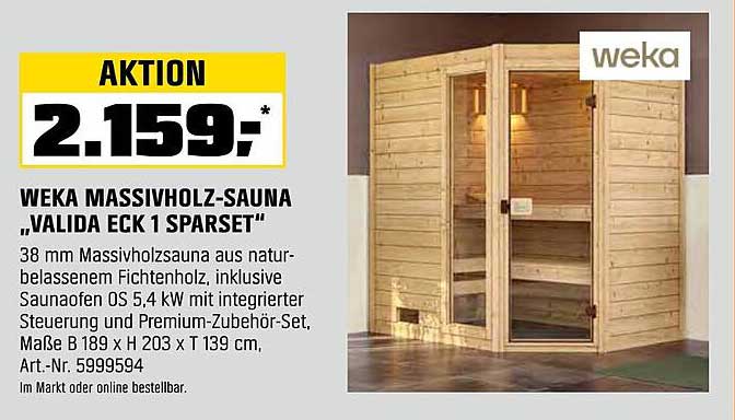 WEKA MASSIVHOLZ-SAUNA 'VALIDA ECK 1 SPARSET'
