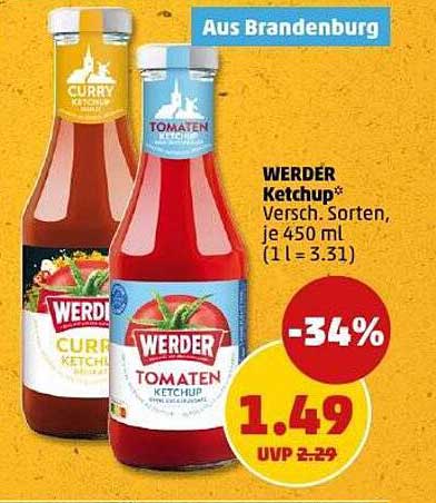 WERDER Ketchup - Verschiedene Sorten je 450 ml