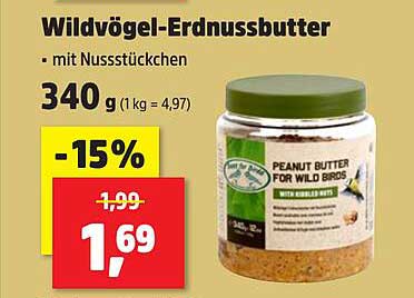 Wildvögel-Erdnussbutter mit Nussstückchen, 340 g
