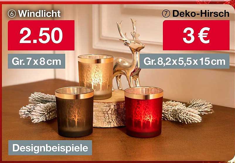 Windlicht und Deko-Hirsch
