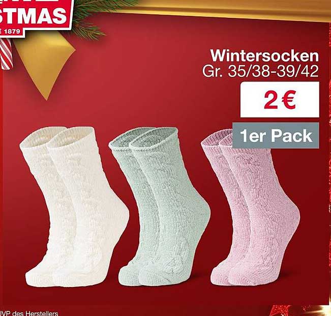 Wintersocken Gr. 35/38-39/42 – 1er Pack für nur 2 €