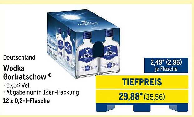 Wodka Gorbachow 12 x 0,2 l - Tiefpreis!