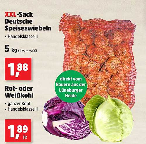 XXL-Sack Deutsche Speisezwiebeln und Rot- oder Weißkohl