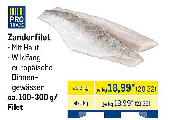 Zanderfilet mit Haut – Wildfang europäische Binnengewässer