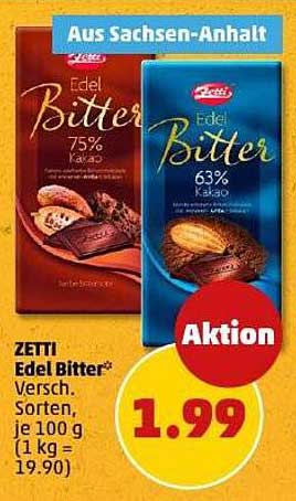 ZETTI Edel Bitter 63% und 75% Kakao - Aktion