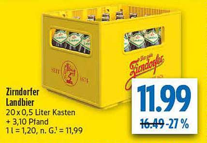 Zirndorfer Landbier 20 x 0,5 Liter Kasten