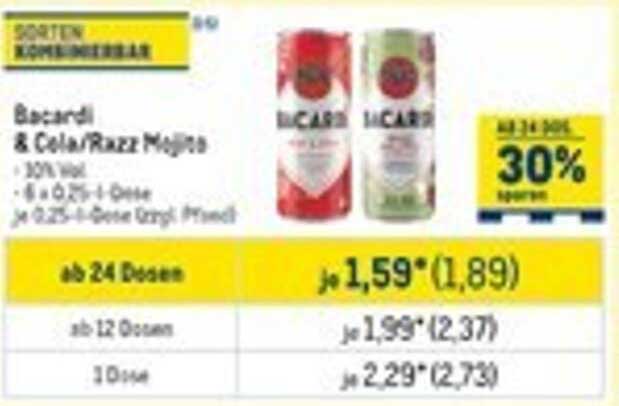 Bacardi & Cola/Razz Mojito - Limonade aus der Dose