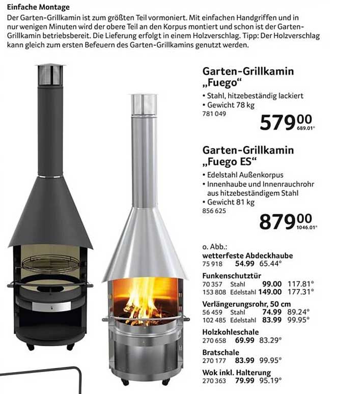 Garten-Grillkamin „Fuego“ und „Fuego ES“