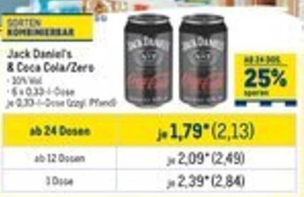 Jack Daniel's & Coca Cola/Zero - 30% Vol.