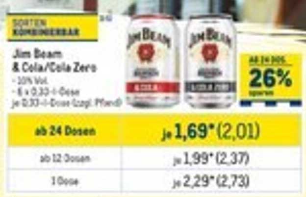 Jim Beam & Cola/Cola Zero - Erfrischender Genuss aus der Dose