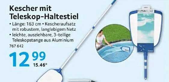 Kescher mit Teleskop-Haltestiel