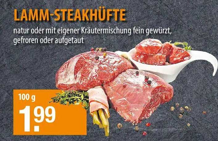 LAMM-STEAKHÜFTE - natur oder mit eigener Kräutermischung fein gewürzt, gefroren oder aufgetaut