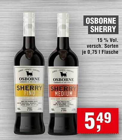 OSBORNE SHERRY - Verschiedene Sorten je 0,75 l Flasche