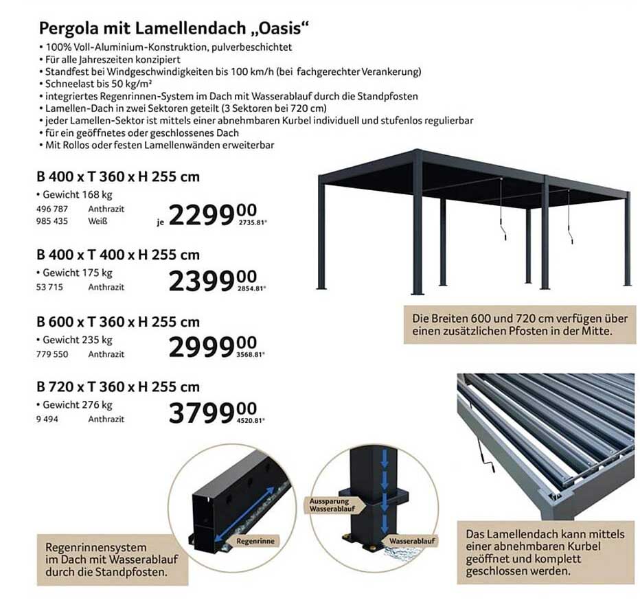 Pergola mit Lamellendach "Oasis"