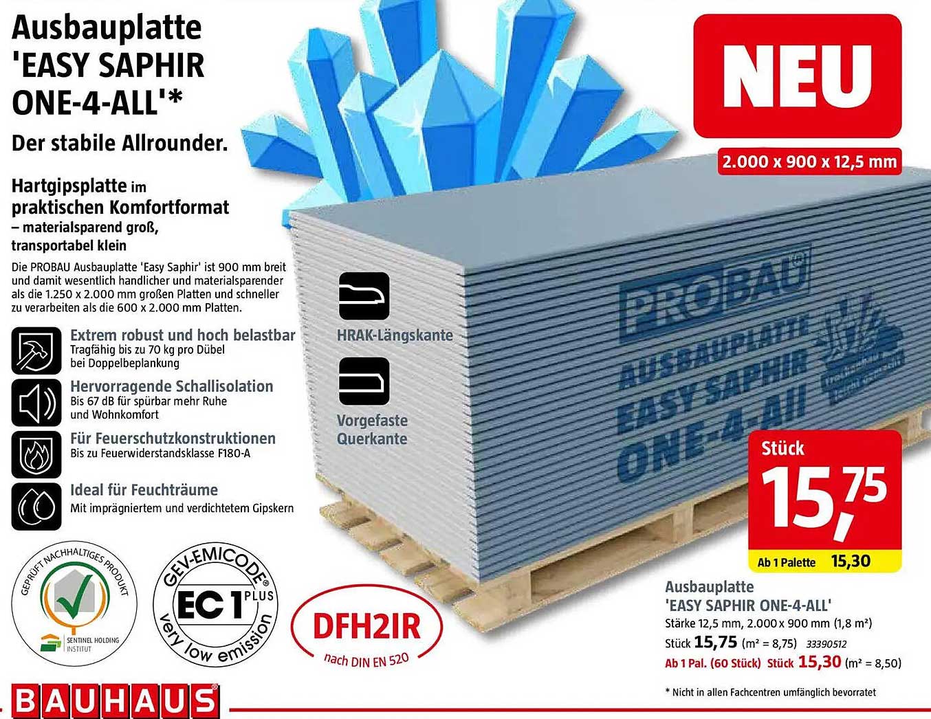 Ausbauplatte 'EASY SAPHIR ONE-4-ALL'*