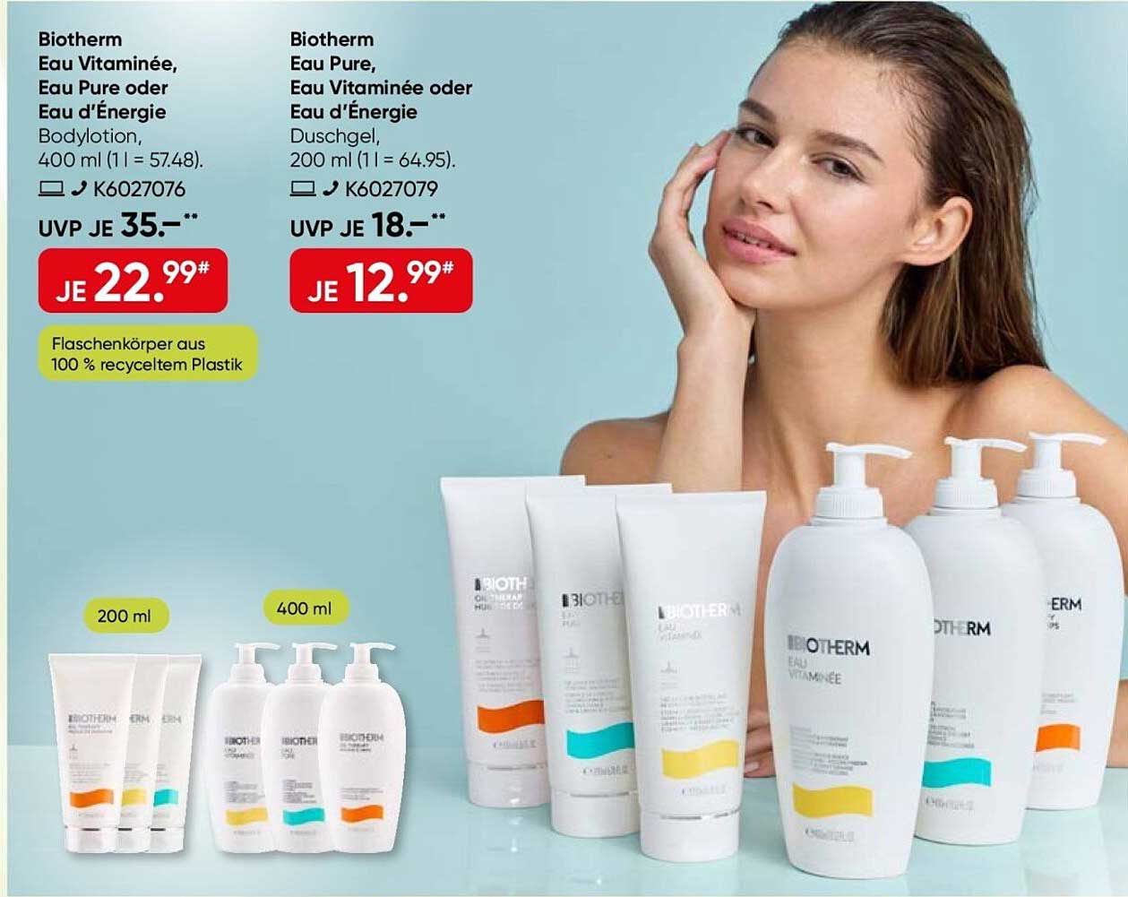 Biotherm Eau Vitaminée, Eau Pure oder Eau d'Énergie Bodylotion, 400 ml