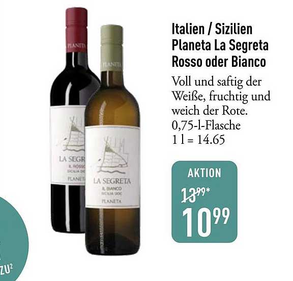 Italien / Sizilien Planeta La Segreta Rosso oder Bianco