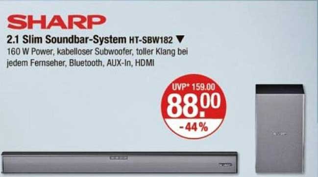 2.1 Slim Soundbar-System HT-SBW182 von Sharp