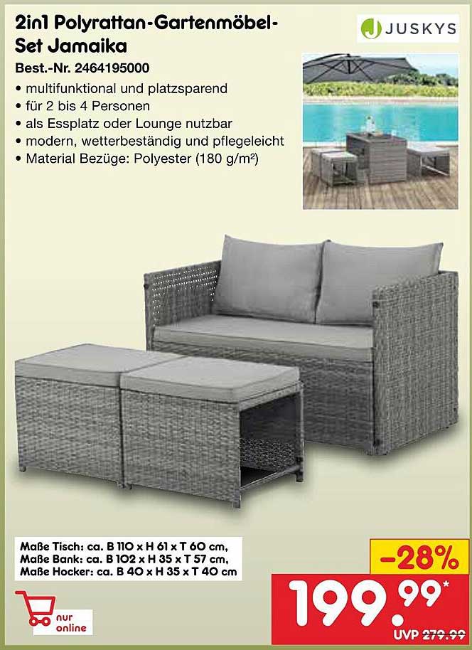 2in1 Poly Rattan-Gartenmöbel-Set Jamaika