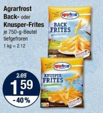 Agrarfrost Back- oder Knusper-Frites 750-g-Beutel, tiefgefroren