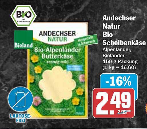 Andechser Natur Bio Scheibenkäse 150 g