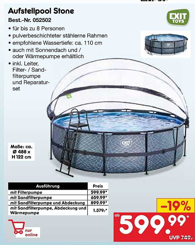 Aufstellpool Stone - für bis zu 8 Personen