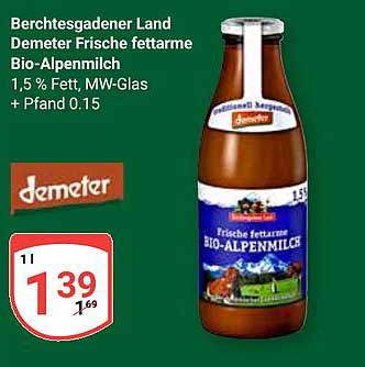 Berchtesgadener Land Demeter Frische fettarme Bio-Alpenmilch