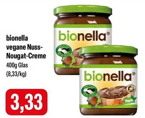 bionella vegane Nuss-Nougat-Creme 400g Glas
