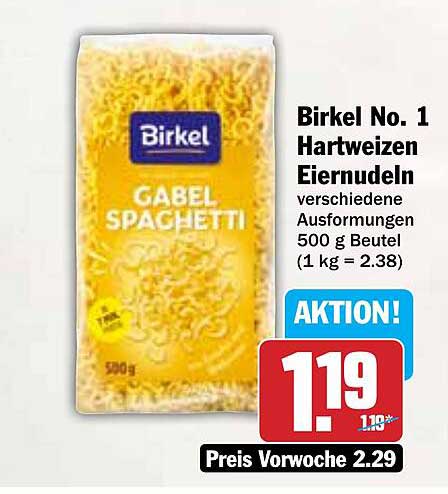 Birkel No. 1 Hartweizen Eiernudeln – Gabel Spaghetti 500 g