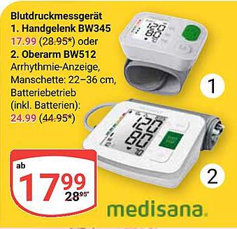 Blutdruckmessgerät Medisana BW345 oder BW512