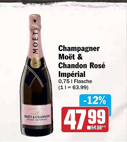 Champagner Moët & Chandon Rosé Impérial 0,75 l Flasche -12%