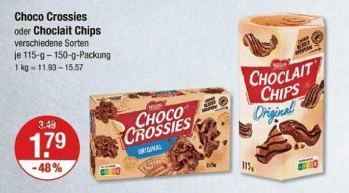 Choco Crossies oder Choclait Chips - verschiedene Sorten