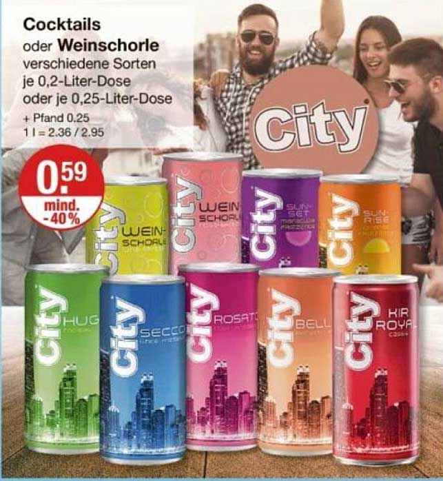 Cocktails oder Weinschorle verschiedene Sorten je 0,2-Liter-Dose oder je 0,25-Liter-Dose