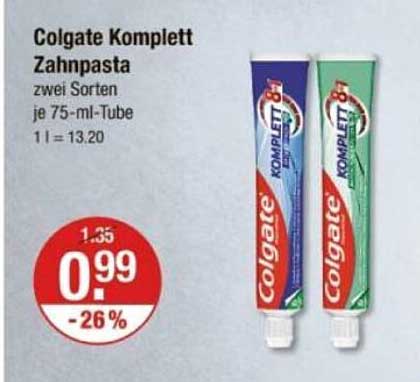 Colgate Komplett Zahnpasta zwei Sorten je 75-ml-Tube